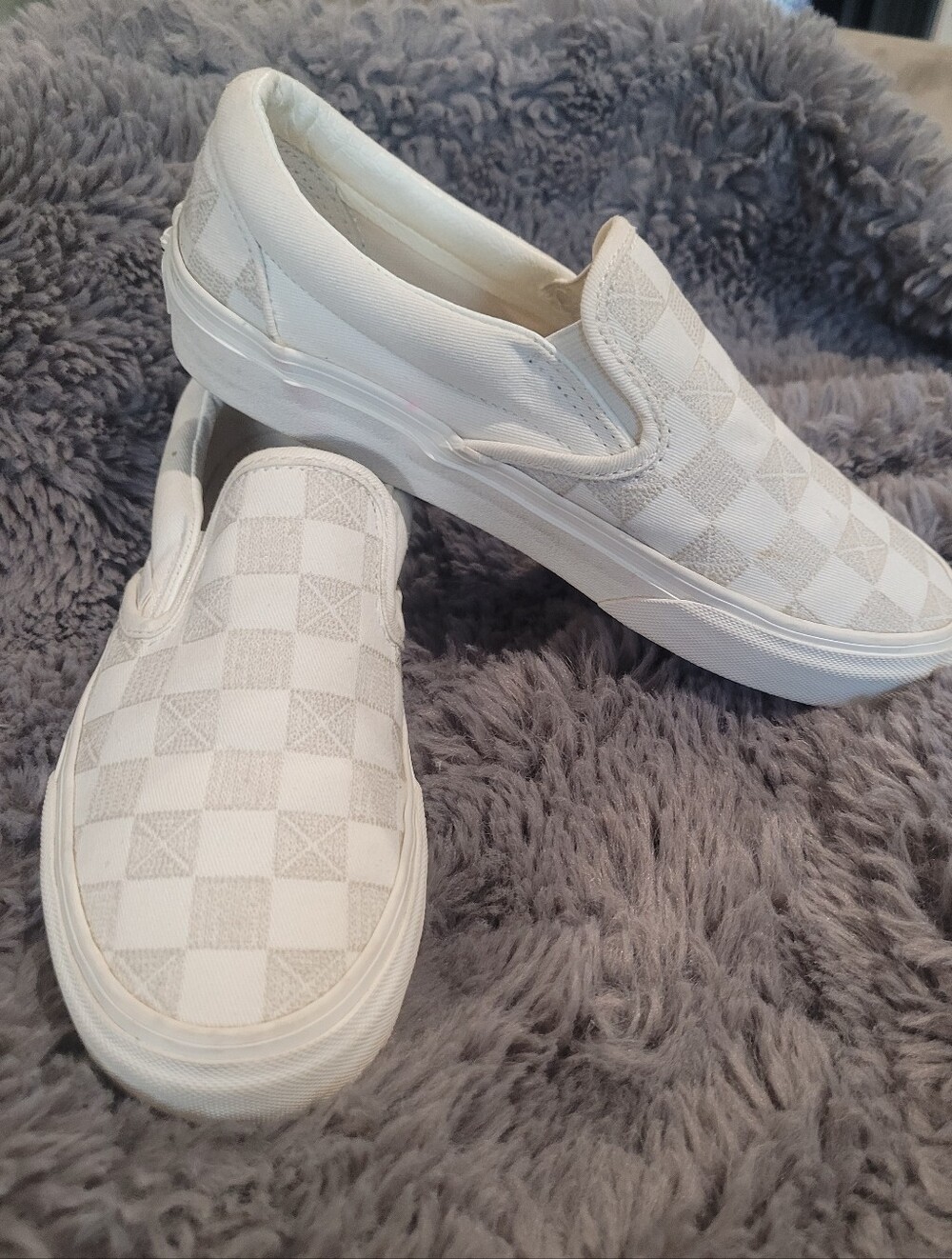 Kids Vans White Checkerboard Slip-On Sneakers